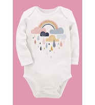 Organik Baskılı Pamuklu Unisex Bebek Body UZUNE172