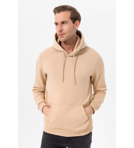 Süvari Kapüşonlu Yaka Regular Kalıp Düz Bej Sweatshirt