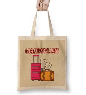 Funny Travel Gift Design Lover- Trippin Wanderlust Journey Adventurer Vacation Bez Çanta Uzun Saplı