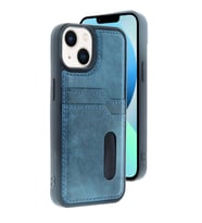 Apple İphone 15 Sara Kartvizitli Deri Kılıf - Lacivert