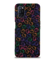 Oppo A92 Uyumlu Lansman Kılıf Hello Kitty Tasarımlı İçi Kadife Kapak-Siyah (Şeffaf)