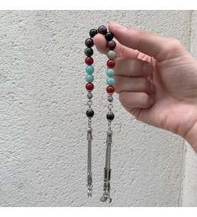Başak Burcu Zaza Tesbih – Amazonit, Jasper, Kırmızı Akik, Krizokol & Siyah Turmalin