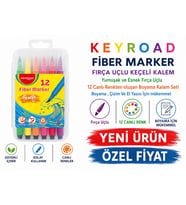 Keyroad Fiber Marker Fırça Uçlu Keçeli Kalem 12 Renk