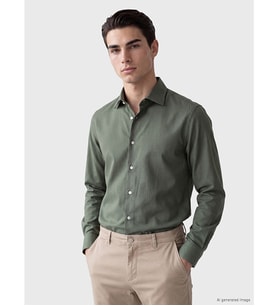 LCW BUSINESS Yeşil Slim Fit Armürlü Erkek Gömlek