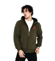Unisex Baskılı Tam Fermuarlı Kapşonlu SweatShirt - Haki