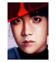 J-hope Kırmızı Cam Tablo Ahşap Poster Dekoratif Kod2896