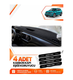 VOLKSWAGEN T-CROSS (2021-2023) Uyumlu Ön Torpido Koruma Kılıfı Halısı - Siyah