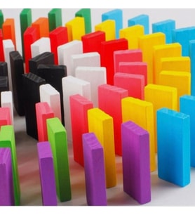 Ahşap domino renkli 100 parça