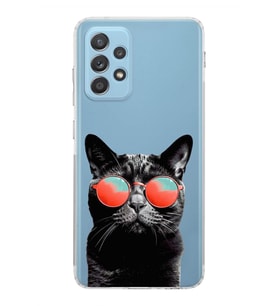PrintiFy Samsung A52S 5G ile Uyumlu Kedi 3 Kamera Korumalı Şeffaf Kılıf