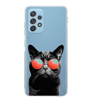 PrintiFy Samsung A52S 5G ile Uyumlu Kedi 3 Kamera Korumalı Şeffaf Kılıf