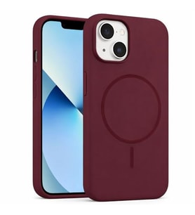 Coverzone ?phone 15 Plus ile Uyumlu Kadife ?� Y�zeyli Premium Silikon K?l?f MagSafe ile Uyumlu Kablosuz ?arj Destekli Darbe Emici Yumu?ak Dokulu Koruma Tasar?ml? Telefon K?l?f? Bordo