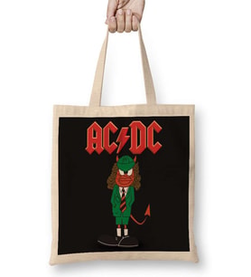 Ac Dc Müzik Grubu Bez Çanta Uzun Saplı