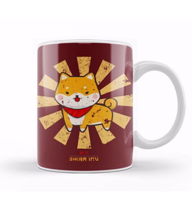 Shiba Inu Retro Japanese Dog Kupa Bardak Porselen
