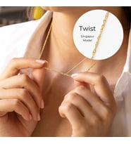 DKMN Gümüş İnce Singapur Model Twist Zincir 925 Ayar Gümüş Kolye (Gold)