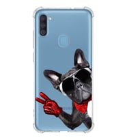 PrintiFy Samsung Galaxy M11 Uyumlu Köpek 2 Baskılı Şeffaf Köşe Korumalı Antişok Kılıf