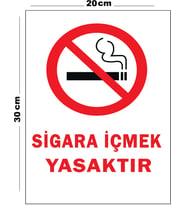 Metal Sigara İçmek Yasaktır 20cm x 30cm A4 Büyüklüğünde Uyarı Levhası Yönlendirme Tabelası