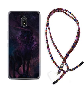 Xiaomi Redmi 8A 8 Pro 9C 9T 10C 11T Pro Kılıf Boyun Asklı Rasta Silikon Black Purple Wolf 1791