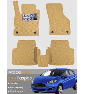 FORD FİESTA (2009-2016) Uyumlu EVA Paspas Tam Set–Araca Özel,Su Geçirmez,Kolay Montaj