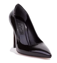 Dagoster DZA07-388460 Siyah Rugan Stiletto Topuklu Kadın Ayakkabı (Parlak Siyah)