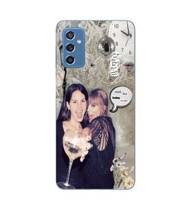 Samsung Galaxy M52 Uyumlu Lana Del Rey ve Taylor Swift Desenli Şeffaf Telefon Kılıfı