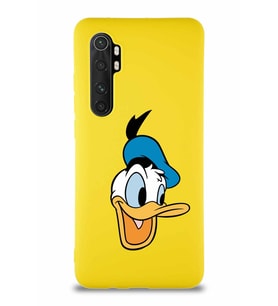 Xiaomi Mi Note 10 Lite Soft Premier Kapak Donald Duck-A Tasarımlı Silikon Kılıf - Sarı (Şeffaf)