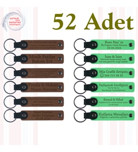 A Kahve & Fıstık Yeşili, Teknoloji Atölyesi Ekibine, 52'li Set, Kişisel Mesajlı Hediyelik Anahtarlık
