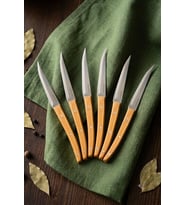Bambum Valls 6'lı Kılçık Ve Steak Bıçağı Seti 21.5 cm - Bambu Saplı Paslanmaz Çelik Balık Bıçağı