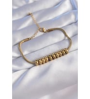 316L Çelik Gold Renk Oval Figürlü Bileklik - TJ-BB6096