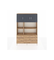 Arges Dolap 8 Raflı 4 Çekmeceli 3 Kapaklı 132x30x195 Çam-Antrasit/Çam