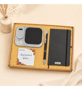Kişiye Özel Ofis Hediye Seti İsim Baskılı Ajanda, Kalem Ve Hesap Makineli Mouse Pad