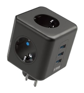 Priz Küp Akım Korumalı Isıya Dayanıklı Termal Çocuk Korumalı 3 Priz Girişli 3 USB Girişli Küp Priz