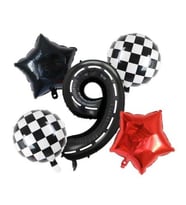 Siyah Yarış Pisti Damalı 9 Yaş Folyo Balon Set