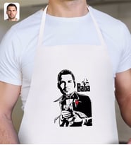 BK Gift Kişiye Özel Godfather Baba Silüet Tasarımlı Beyaz Mutfak Önlüğü-4