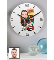 Erkek Rehber Öğretmene Kişiye Özel Hediye Karikatürlü Duvar Saati