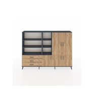 Arges Dolap 11 Raflı 3 Çekmeceli 5 Kapaklı 220x30x163 Antrasit-Çam