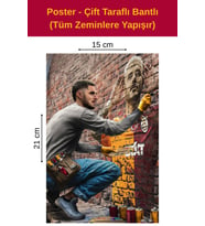 Boya Yapan Aslan, Çift Taraflı Bantlı, Tüm Zeminlere Yapışır, (15 x 21 cm)