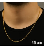Altın Renk ince doc Unisex Çelik Kolye - 3364