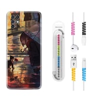 INFINIX Note 11 Pro Note 10 Hot 9 Play Kılıf Kablo Koruma Spiral Silikon Kız ve Kedi 1762