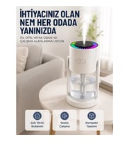 Mey İthalat® Ultrasonik Hava Nemlendirici Renkli LED Işıklı Sessiz Oda Nemlendirme Cihazı