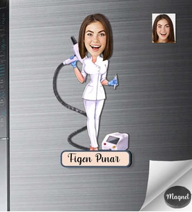 Kişiye Özel Güzellik Uzmanı Kadın Ahşap Magnet -1