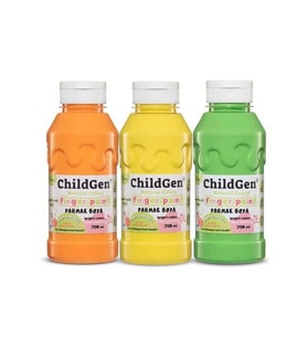 CHILDGEN NATUREL COLORS - PARMAK BOYASI CANLI PASTEL RENKLER 3'LÜ SET 350ML  YEŞİL-TURUNCU-SARI