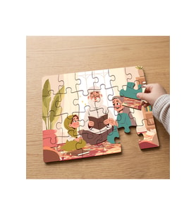 Kuran Öğreten Dede - Din Tasarımlı 24 Parça Ahşap Çocuk Puzzle MPK0172