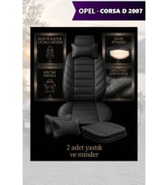 opel corsa d 2007 Koltuk ve Kılıf uyumlu Yastık Siyah Minder Lüks 2 Minder 2 Yastık
