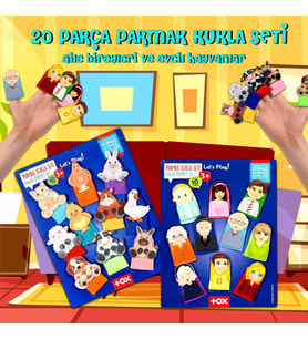 2 Set - 20 Parça Tox Evcil Hayvanlar ve Aile Bireyleri Parmak Kukla T772 T751