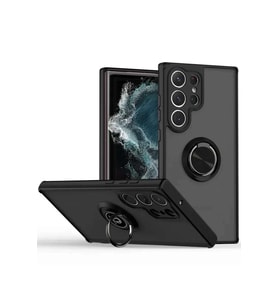 Galaxy S25 Ultra Kılıf Montreal Yüzüklü Silikon Kapak - Siyah