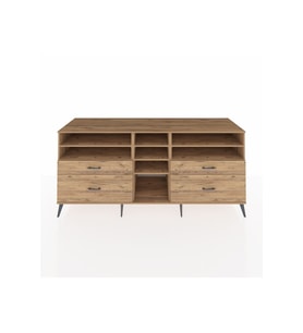 Kronos Konsol 7 Raflı 4 Çekmeceli  220x59x99 Çam-Çam/Çam