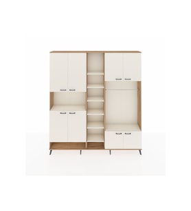 Arges Gardrop 18 Raflı 8 Kapaklı Tek Askılı 220x30x243 Çam-Aytaşı