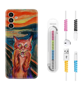 Samsung A23 A31 A32 A50 A51 A52 A53 A70 Kılıf Kablo Koruma Spiral Silikon Tablo Cat 1788