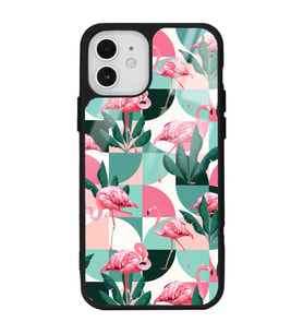 iPhone 12 Retro Flamingo Duvar kağıdı Tasarımlı Glossy Telefon Kılıfı