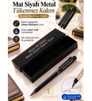 Kalemhane Kişiye Özel Mat Siyah Metal Tükenmez Kalem – İsim Yazılı Hediyelik Kutulu